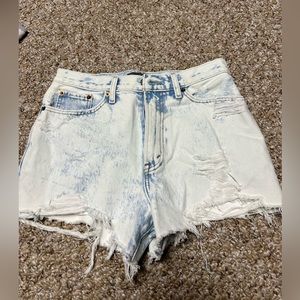 light washed high rise jean shorts